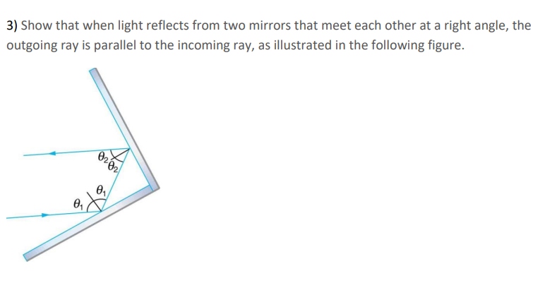 Solved Show that when light reflects from two mirrors that | Chegg.com