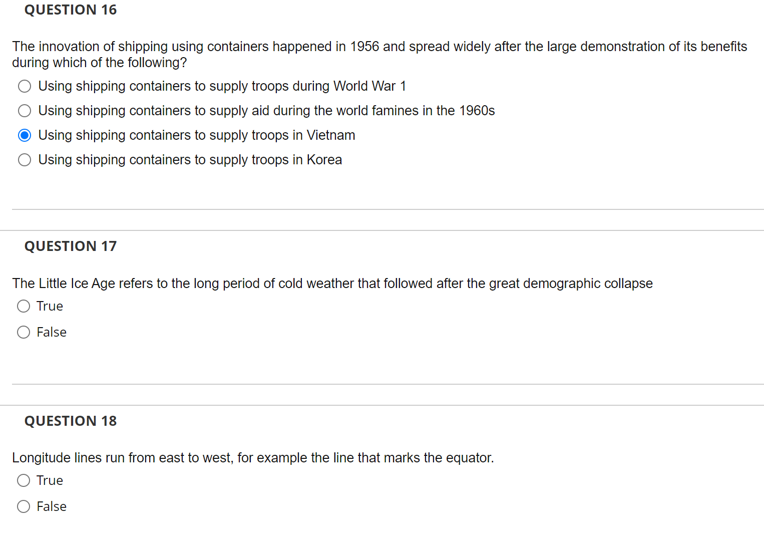Solved The innovation of shipping using containers happened | Chegg.com
