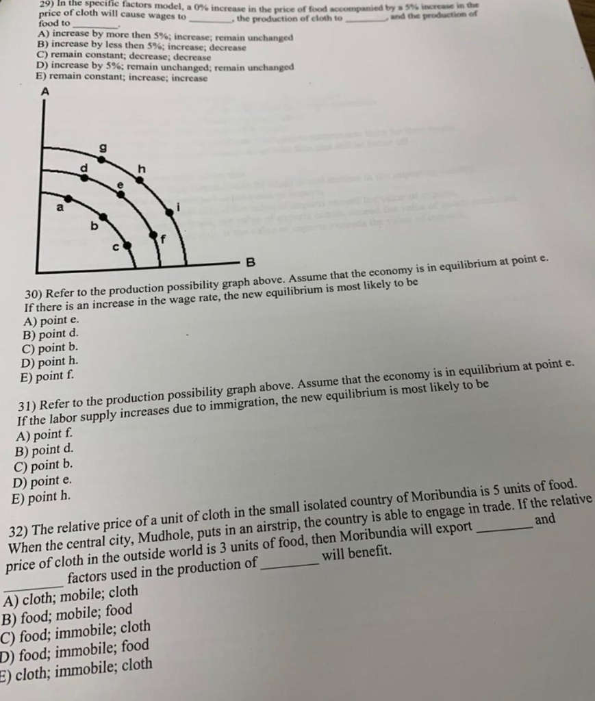 Solved 29) In the specific factors model, a 0% increase in | Chegg.com