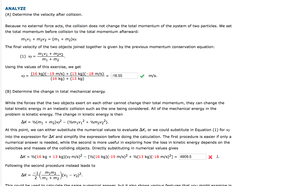 Solved ANALYZE (A) Determine the velocity after collision. | Chegg.com