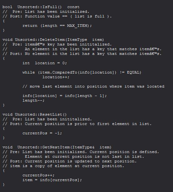 Solved -You are given the code for the ItemType and | Chegg.com