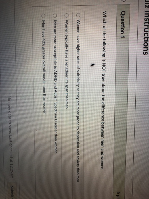 Solved Iz Ihstructions Question 1 5 pt Which of the | Chegg.com