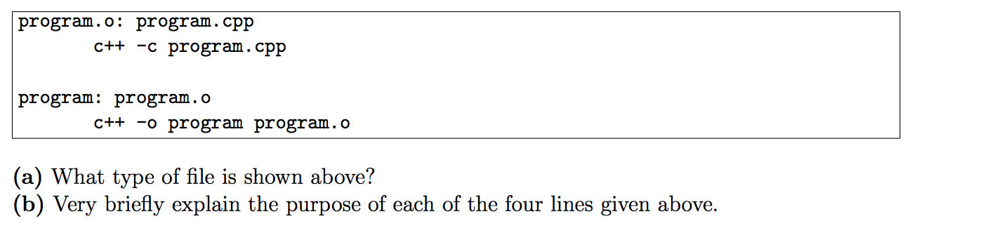 program.o: program.cpp c++ -c program.cpp program: | Chegg.com