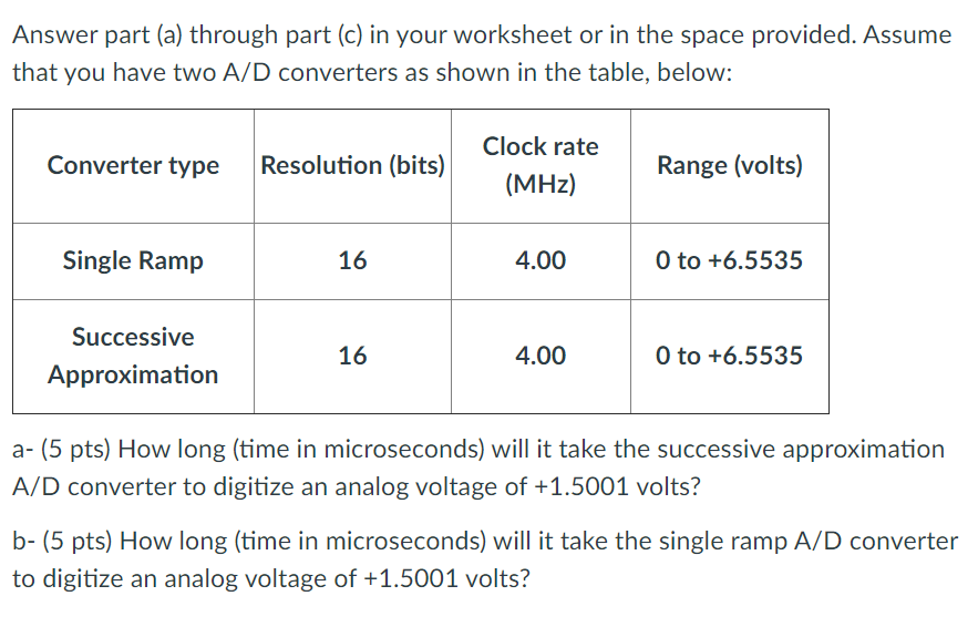 Solved Answer part (a) through part (c) in your worksheet or | Chegg.com