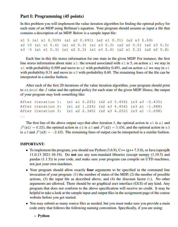 Solved Part I: Programming (45 points) In this problem you | Chegg.com