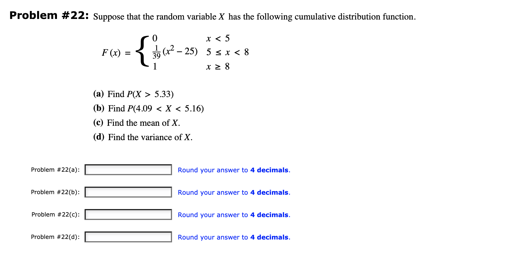 Solved Problem #22: Suppose that the random variable X has | Chegg.com