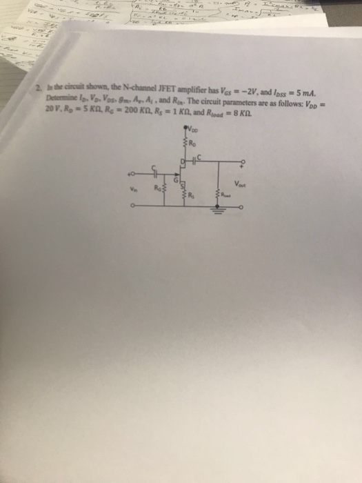 Solved lnthe circuitshown, the Nchannel JFET amplifier has | Chegg.com