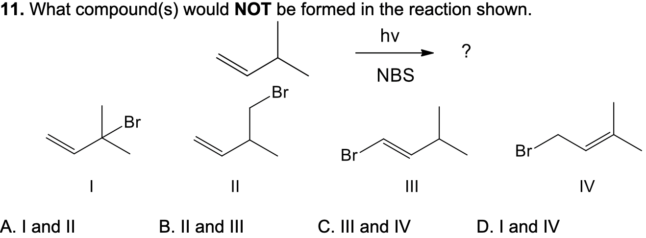 Solved Which compound is NOT a possible product of the | Chegg.com