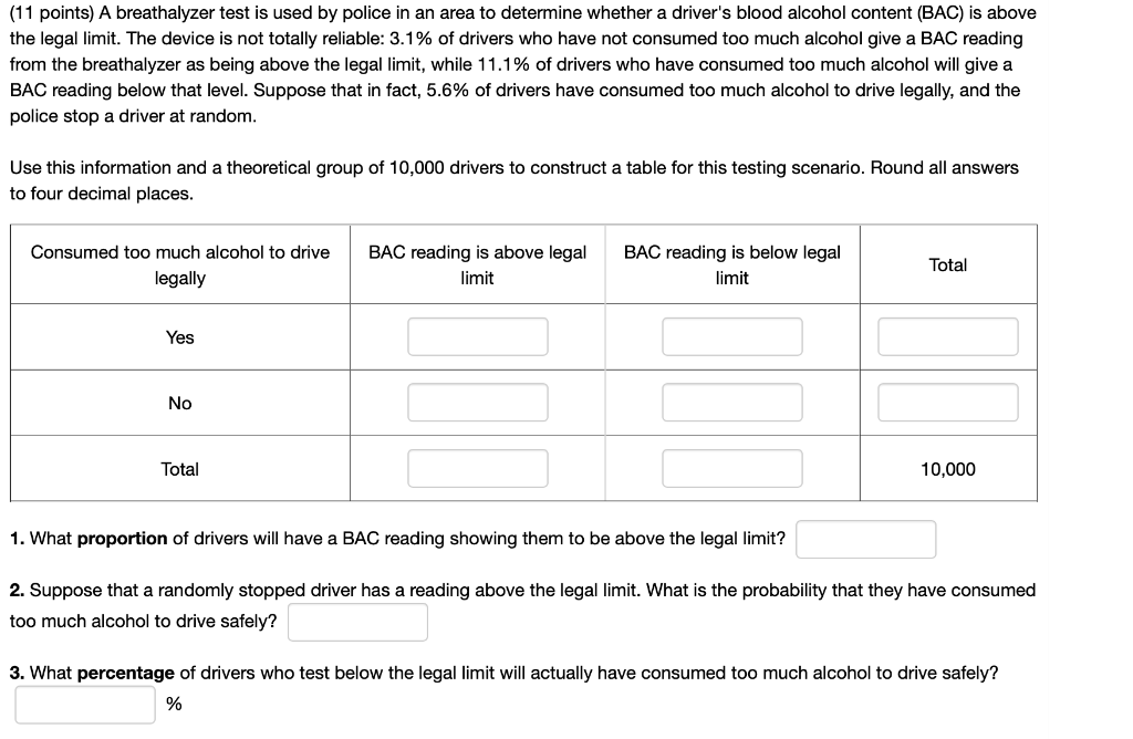 Solved (11 points) A breathalyzer test is used by police in
