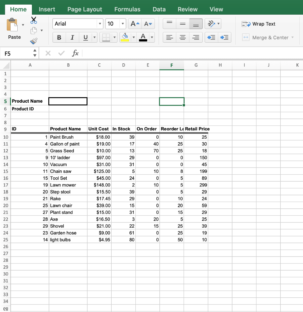 Solved Use the following Excel features in exercise 7: | Chegg.com