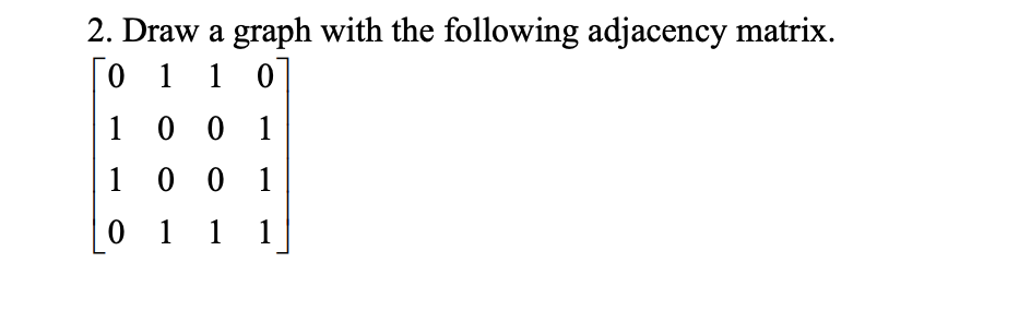 Solved 2. Draw a graph with the following adjacency matrix. | Chegg.com