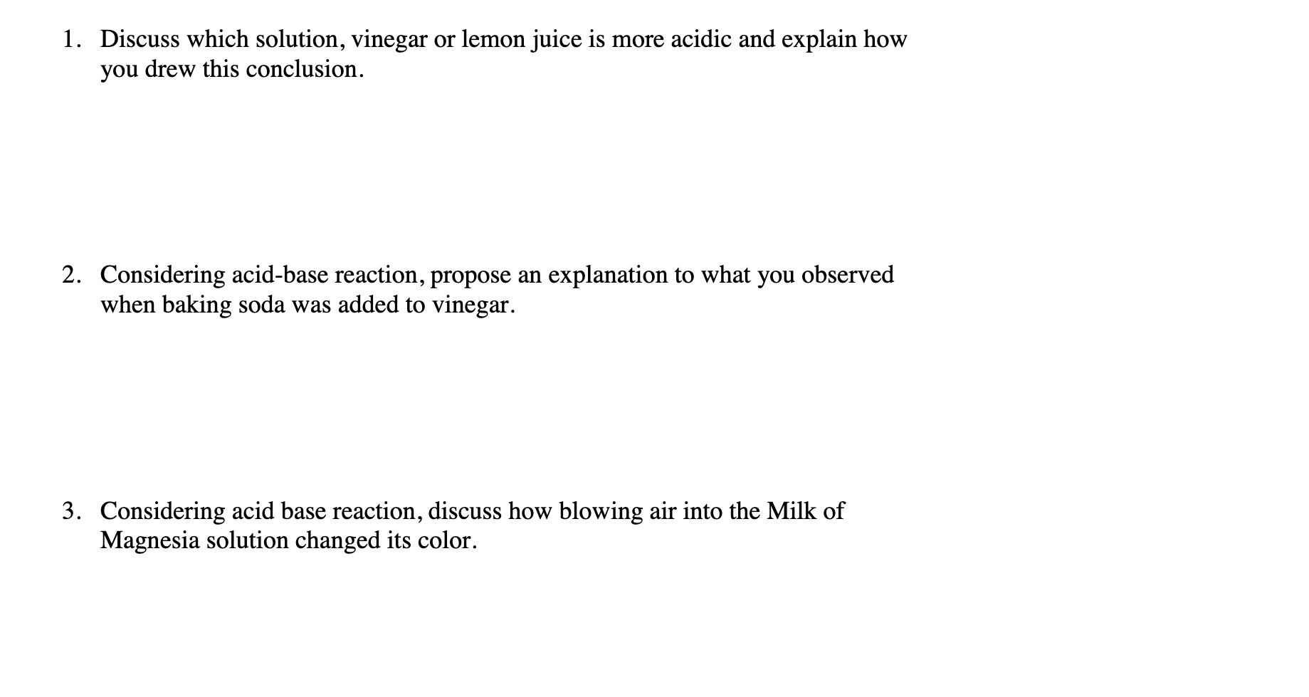 Solved 1. Discuss which solution, vinegar or lemon juice is