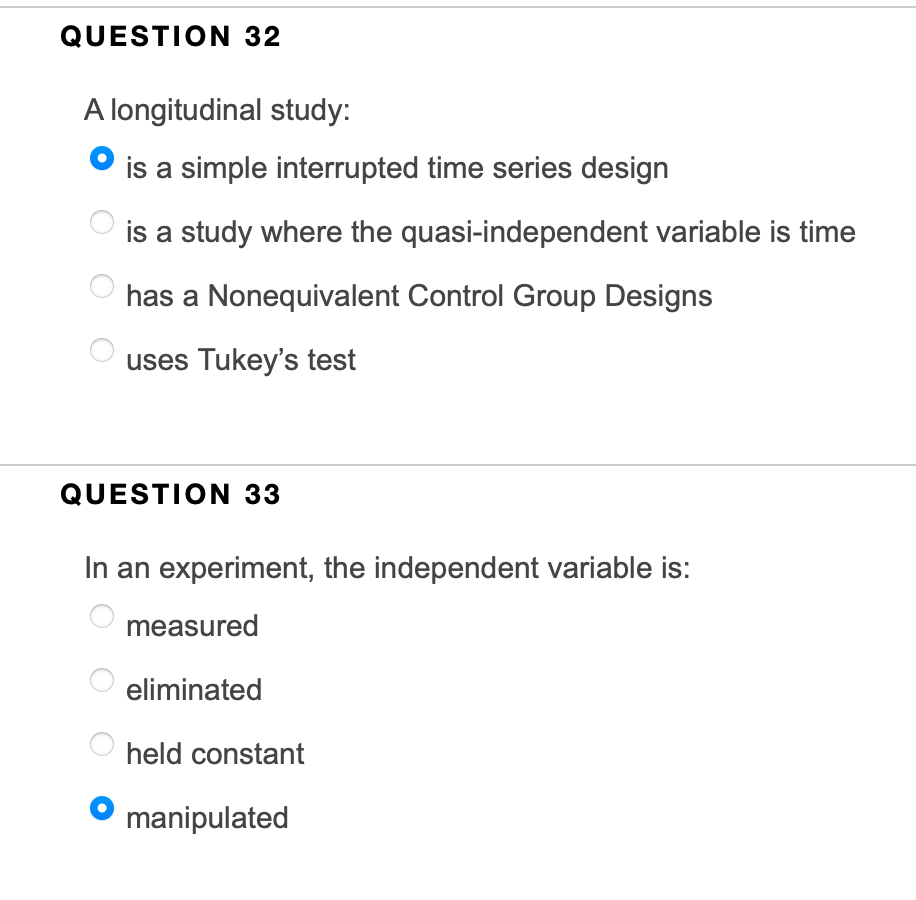 Solved QUESTION 32 A longitudinal study is a simple