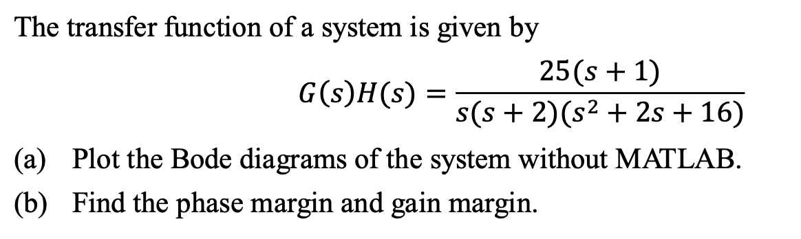Solved The transfer function of a system is given by 25(s + | Chegg.com