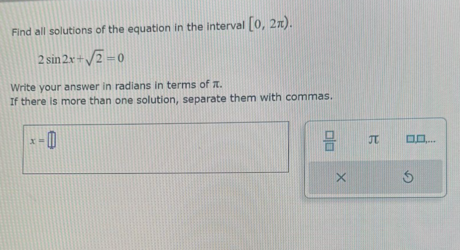 Solved Find all solutions of the equation in the interval | Chegg.com