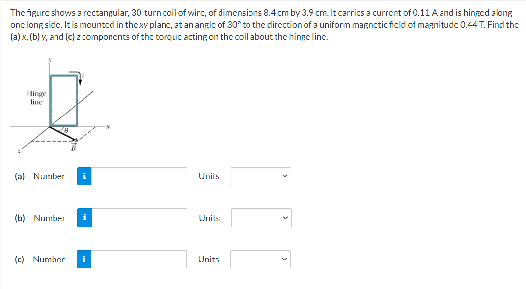 Solved The figure shows a rectangular, 30-turn coil of wire, | Chegg.com