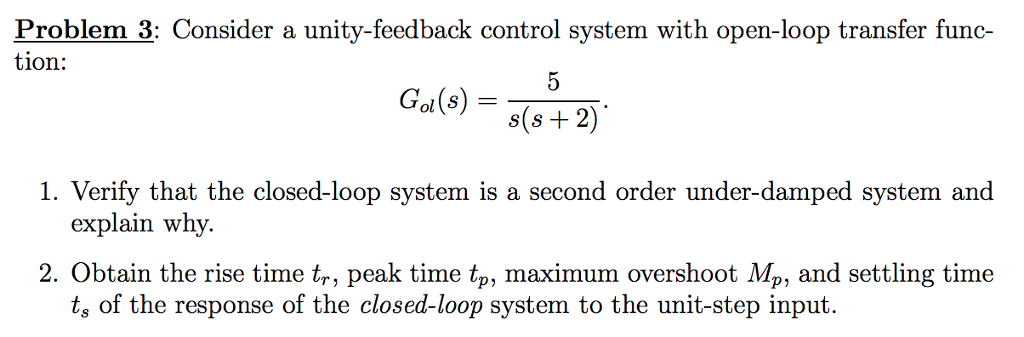 Solved Problem 3: Consider a unity-feedback control system | Chegg.com