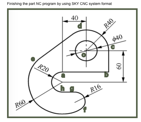 Solved Finishing the part NC program by using SKY CNC system | Chegg.com