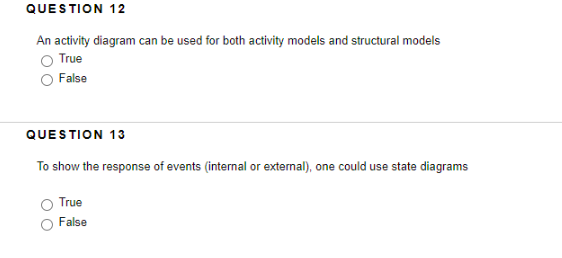 Solved QUESTION 12 An activity diagram can be used for both | Chegg.com