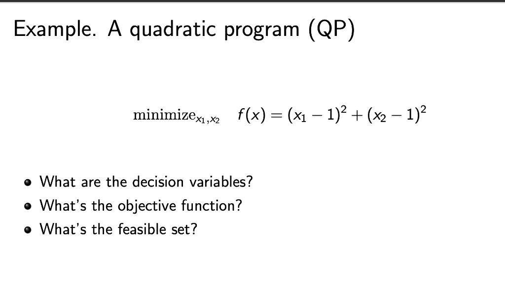 Solved Example. A quadratic program (QP) | Chegg.com