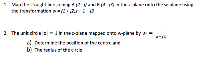 Solved 1 Map The Straight Line Joining A 2 J And B Chegg Com