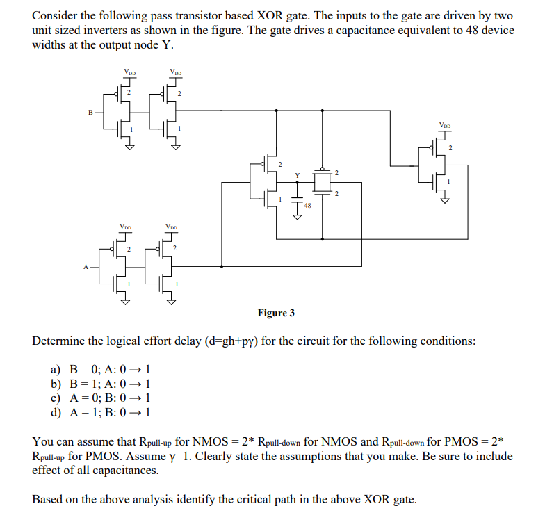 Solved Consider the following pass transistor based XOR | Chegg.com