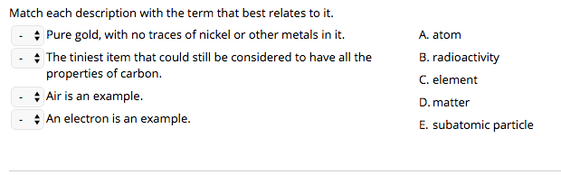 Solved A. atom Match each description with the term that | Chegg.com