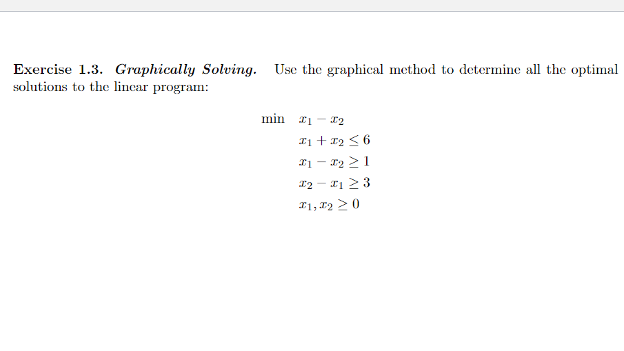 Solved Exercise 1.3. Graphically Solving. solutions to the | Chegg.com