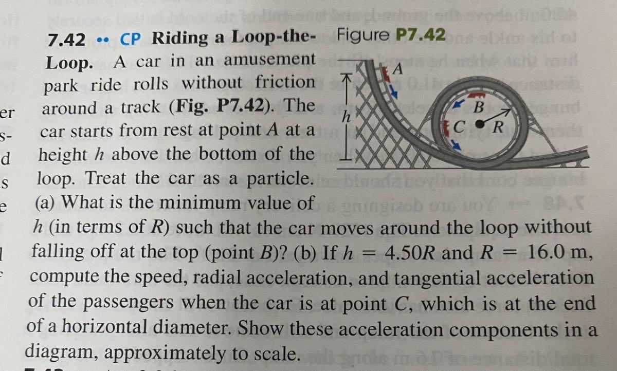 Solved 7.42 ° CP Riding a Loop-the- Figure P7.42 Loop. A car | Chegg.com