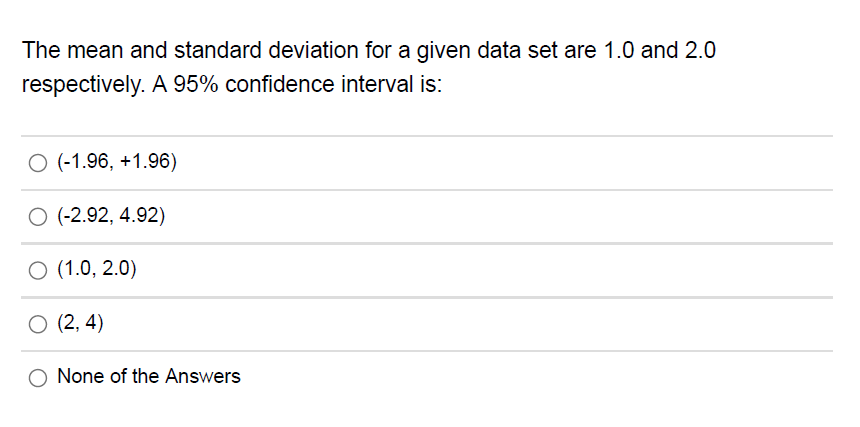Solved The mean and standard deviation for a given data set | Chegg.com