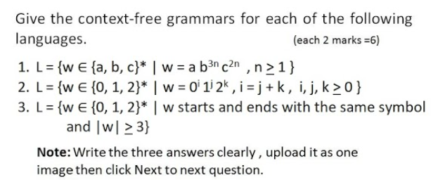 Solved Give The Context-free Grammars For Each Of The | Chegg.com