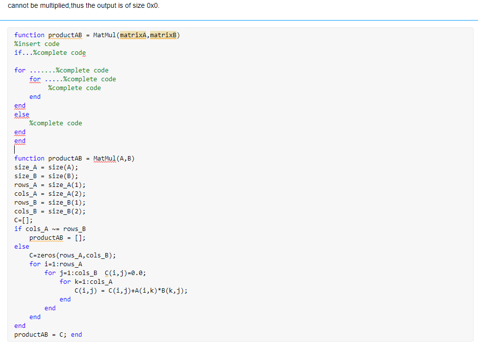 Solved Write a function MatMul to calculate the product of | Chegg.com