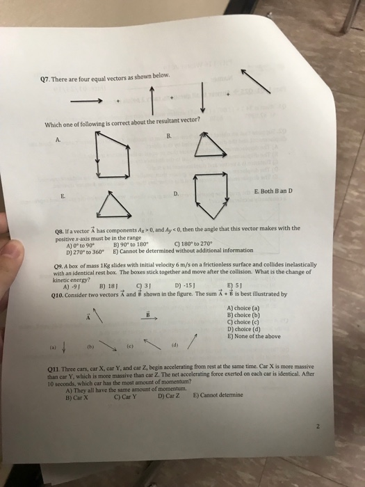 Solved Q7. There are four equal vectors as shown below Which | Chegg.com