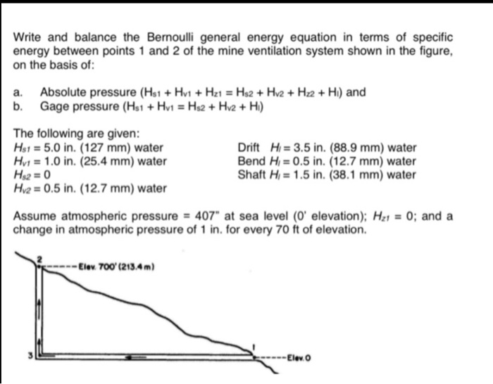 Solved Write and balance the Bernoulli general energy