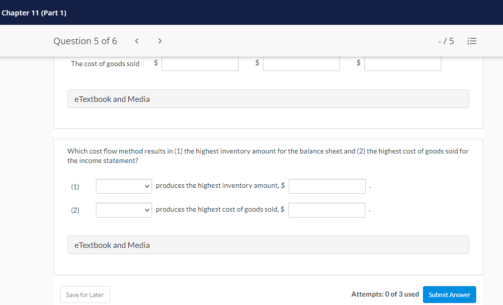 Solved Question 5 Of 6 > -/5 III View Policies Current | Chegg.com