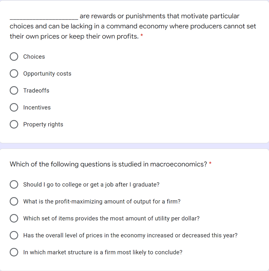 Solved Which of the following exists(s) in a command economy