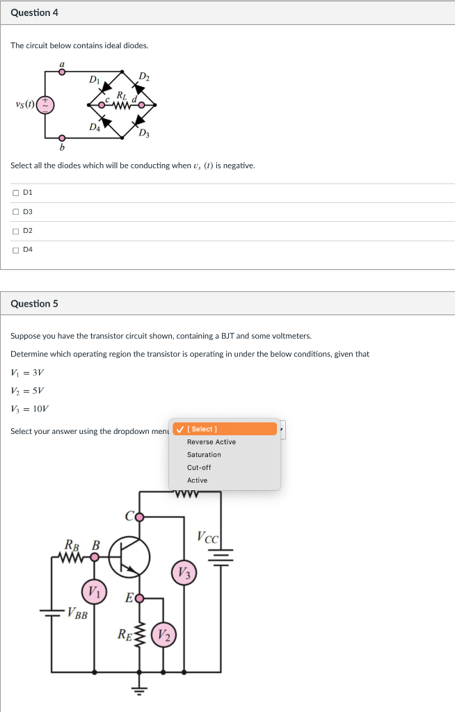 Solved Question 4 The circuit below contains ideal diodes. D