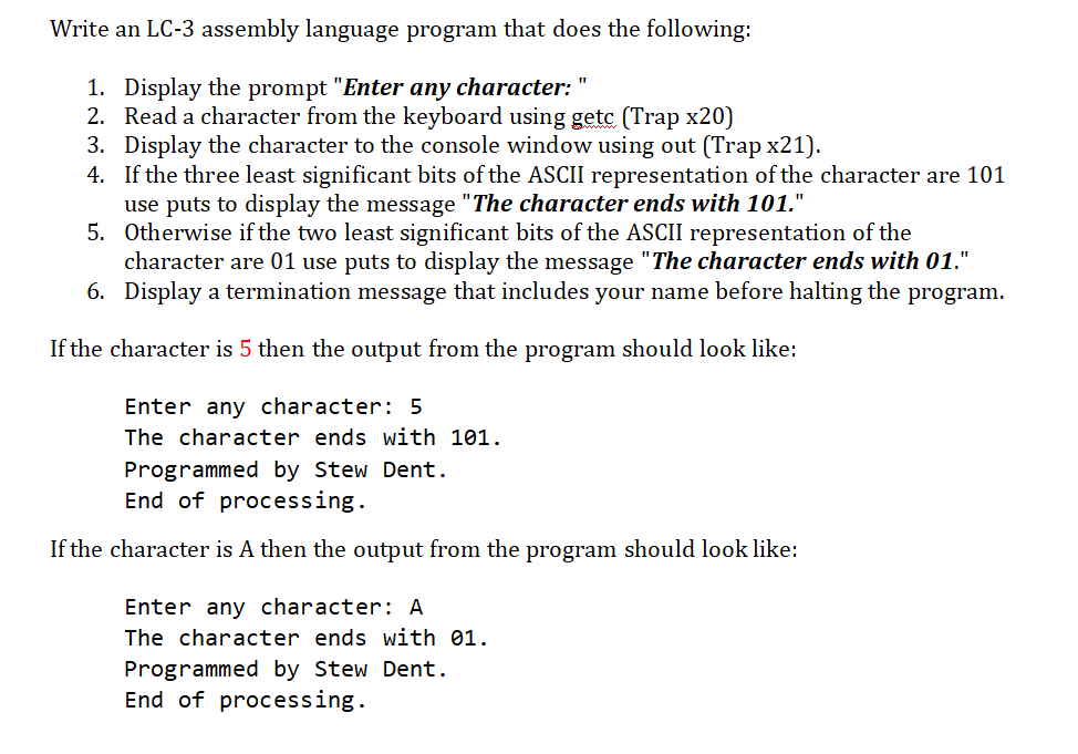 Solved Write an LC-3 assembly language program that does the | Chegg.com