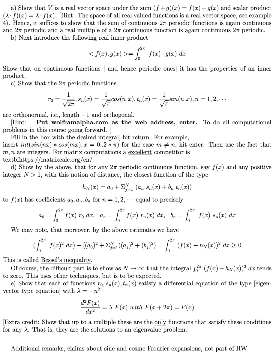 Problem B Application To Fourier Series A Standar Chegg Com