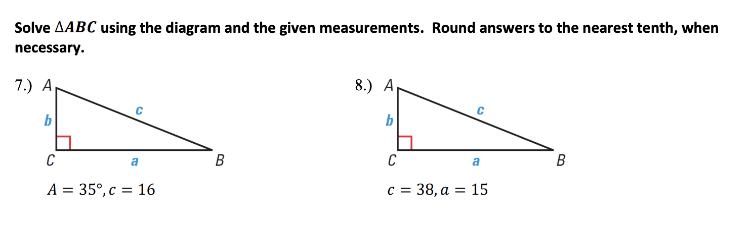 Solved Solve ABC using the diagram and the given | Chegg.com