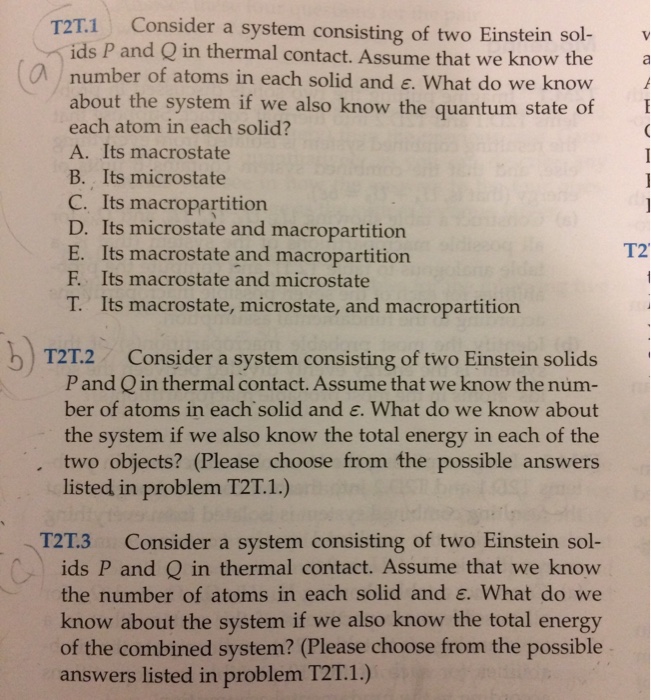 Solved Consider a system consisting of two Einstein solids P | Chegg.com