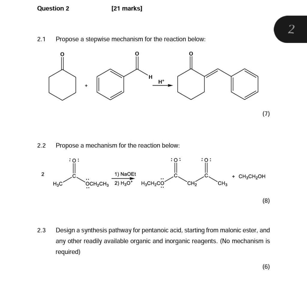 Solved 2.1 Propose a stepwise mechanism for the reaction | Chegg.com
