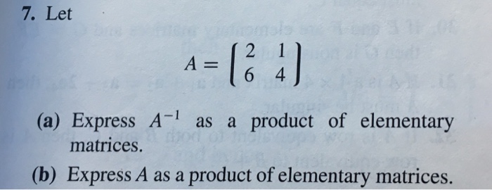 express inverse as a product of elementary matrices