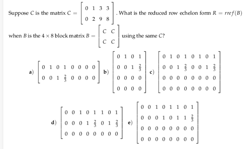 Solved 0 1 3 3 Suppose C is the matrix C = What is the | Chegg.com