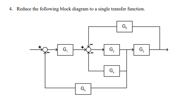 Solved 4. Reduce the following block diagram to a single | Chegg.com