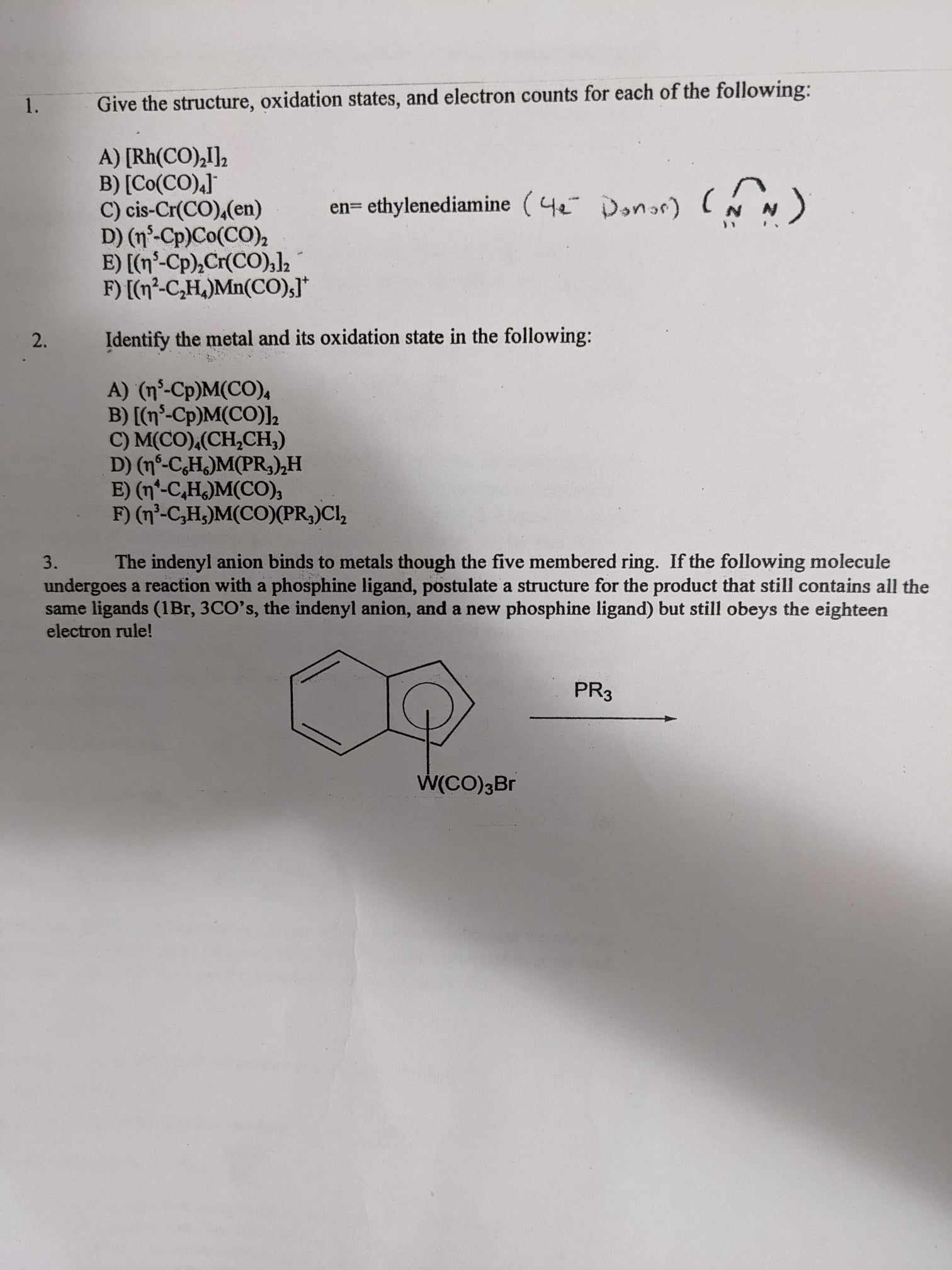 Solved Give the structure oxidation states and electron Chegg