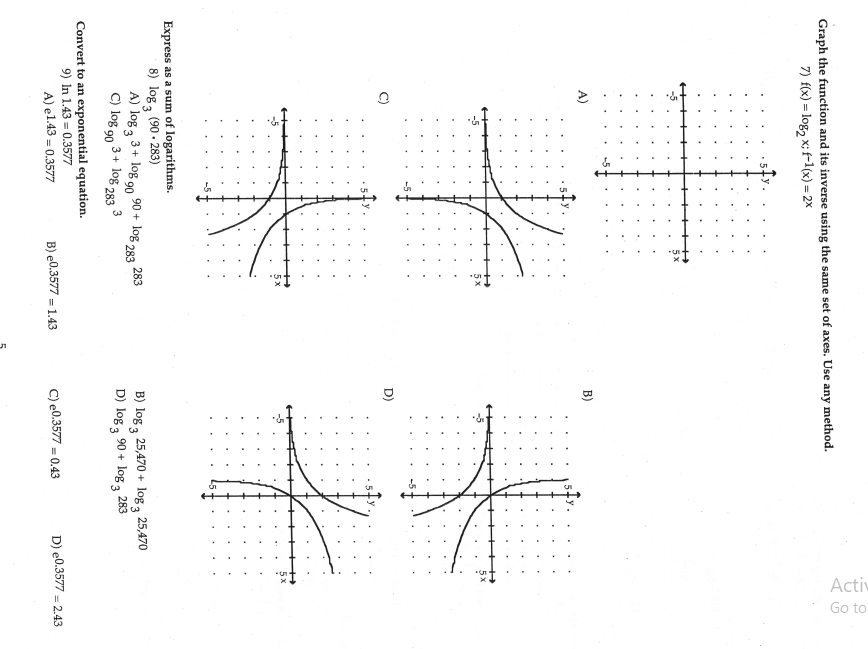 Solved Acti Go to Graph the function and its inverse using