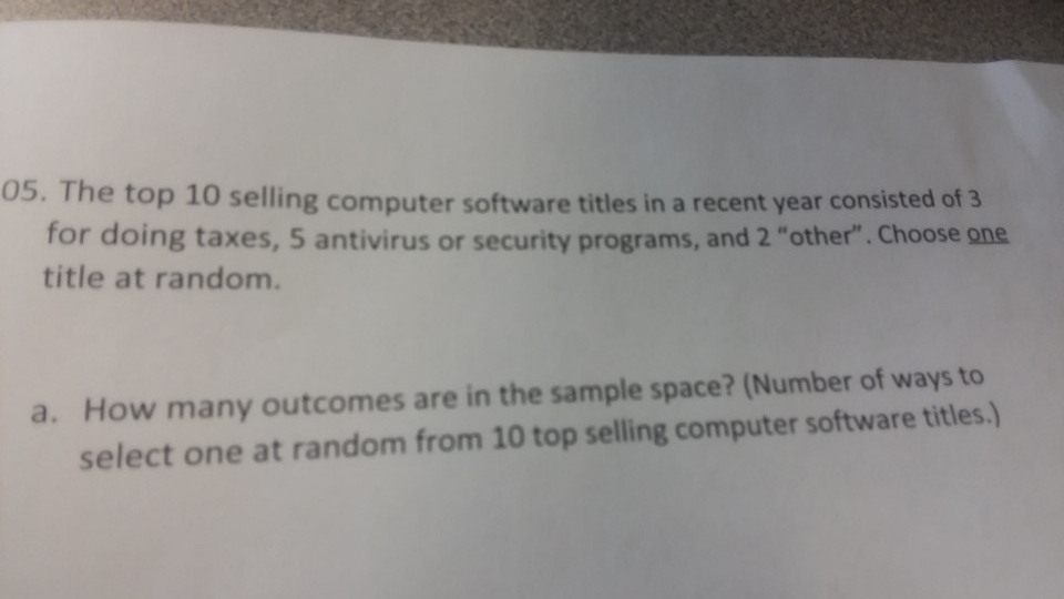 Computer Software Title Solved 05. The top 10 selling computer software titles in a | Chegg.com