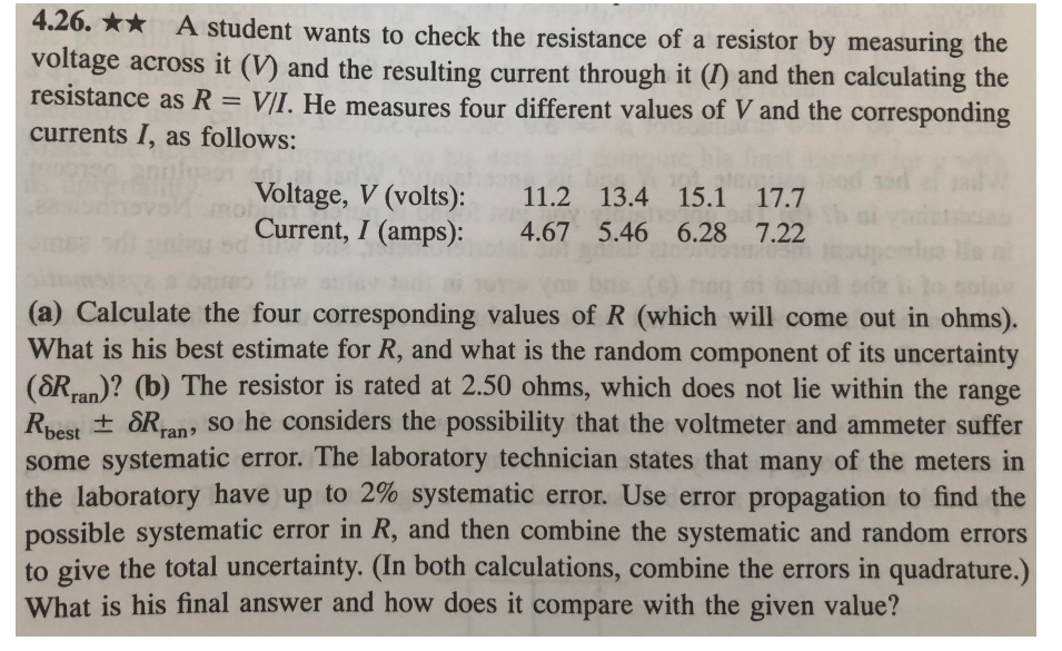 Solved 4.26. ⋆⋆ A student wants to check the resistance of a | Chegg.com