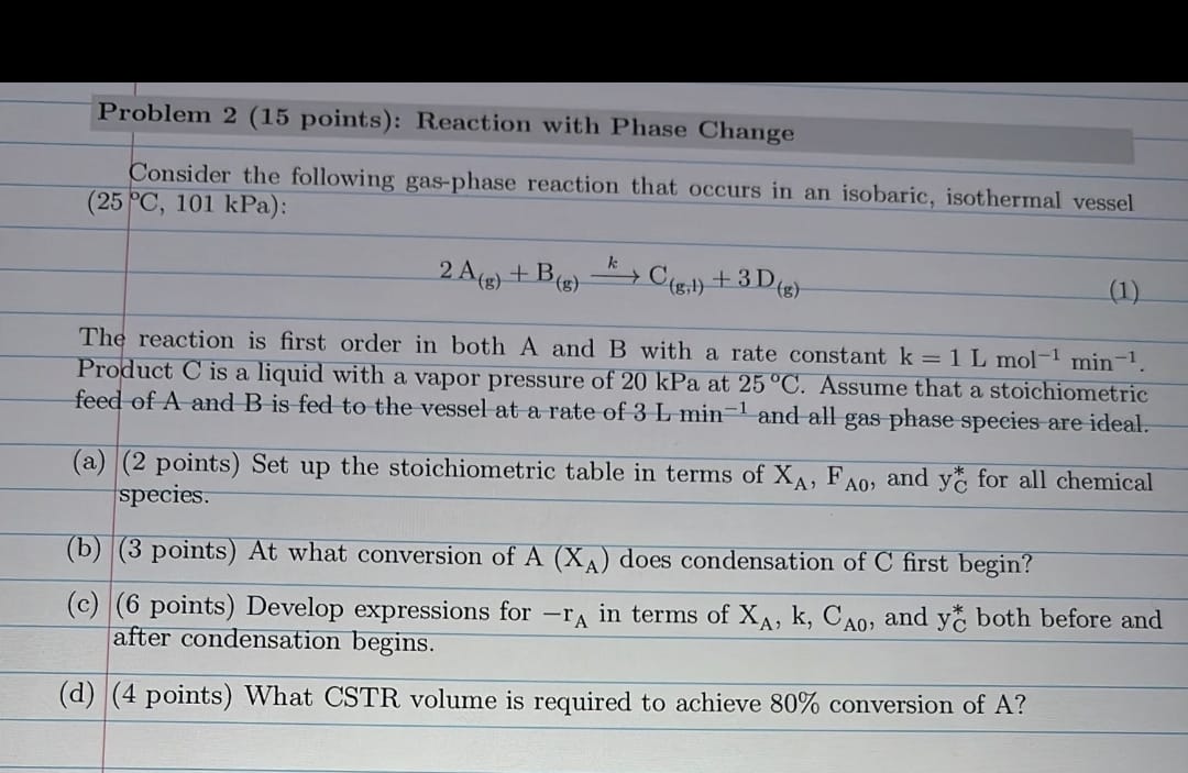 Solved Consider The Following Gas-phase Reaction That Occurs | Chegg.com